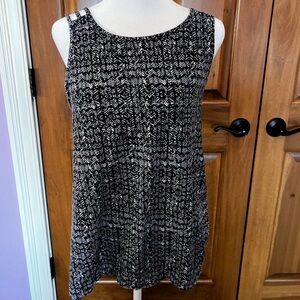 Athleta Black and White Patterned Strappy Tank Top women’s large